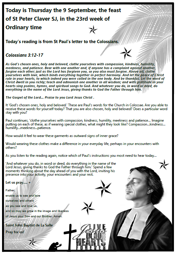 Daily Gospel Reading, a reflection and a prayer: THURSDAY 9/9/2021 Daily Gospel Reading, a reflection and a prayer: THURSDAY 9/9/2021
